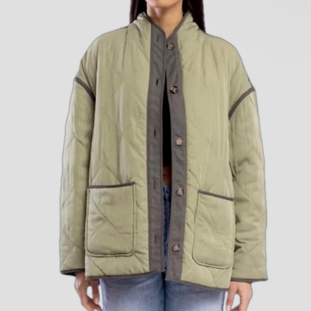 NWT Blank NYC Reversible Jacket - Green Floral Size S Utility